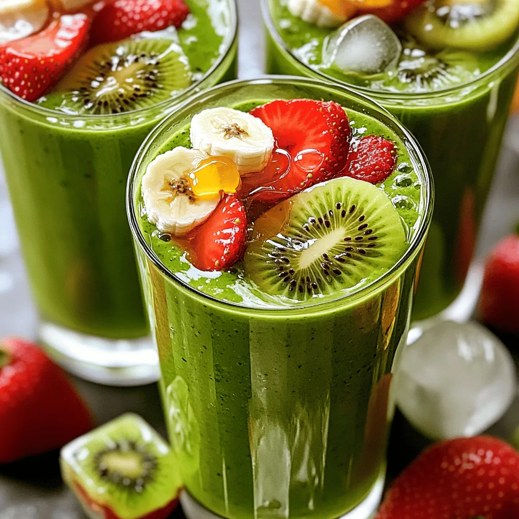 Strawberry Kiwi Spinach Smoothie Healthy Refreshing Drink