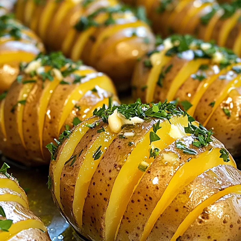 Crispy Garlic Herb Hasselback Potatoes Delight
