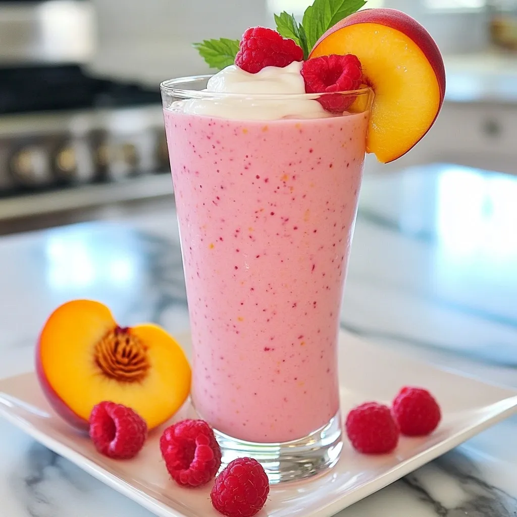 Raspberry Peach Smoothie Fresh and Creamy Drink