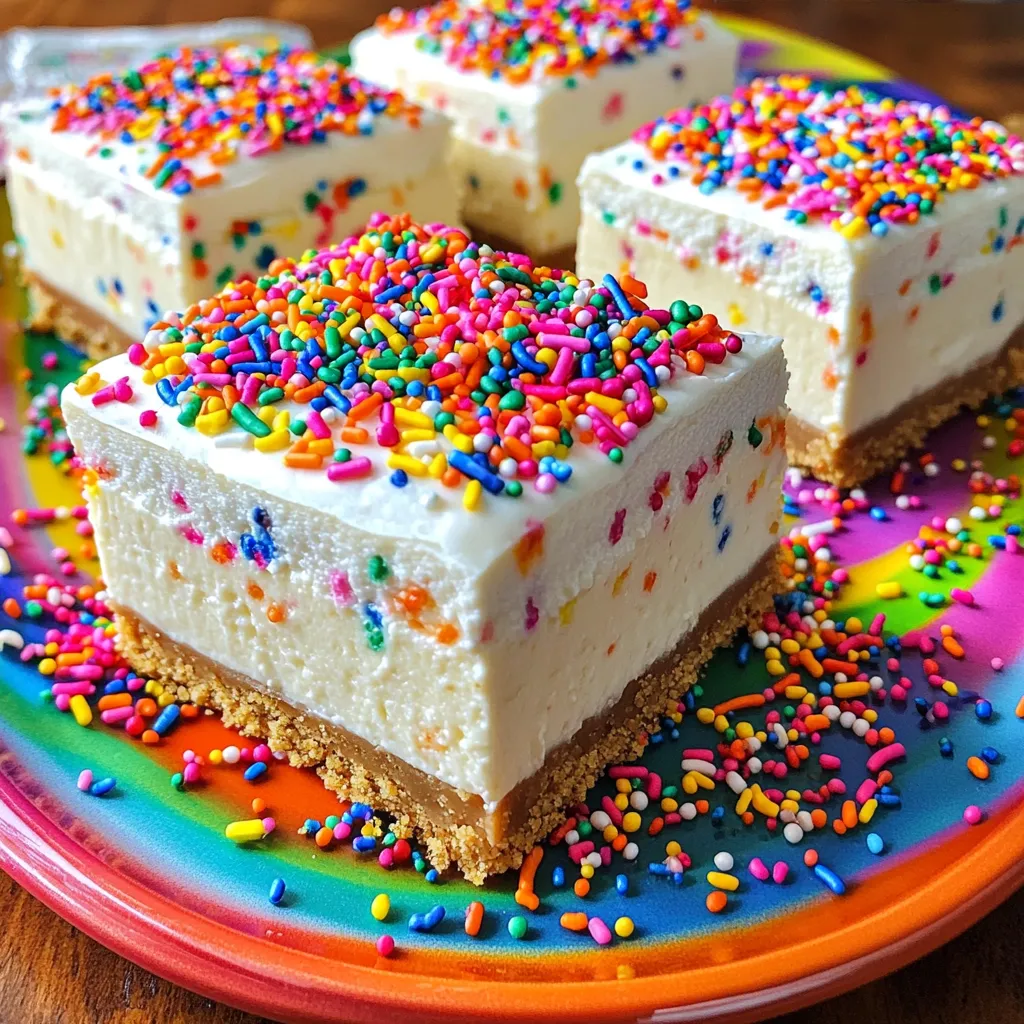 No-Bake Birthday Cake Cheesecake Bars Delightful Treat