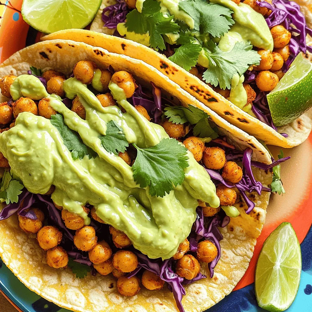 Spicy Chickpea Tacos with Avocado Cream Delight