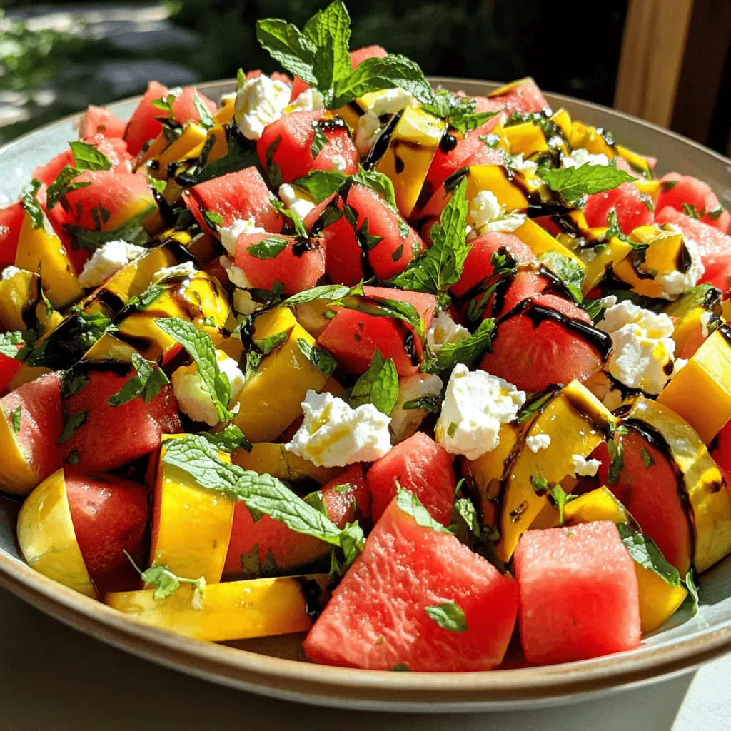 Watermelon Feta Mint Salad Fresh and Flavorful Dish