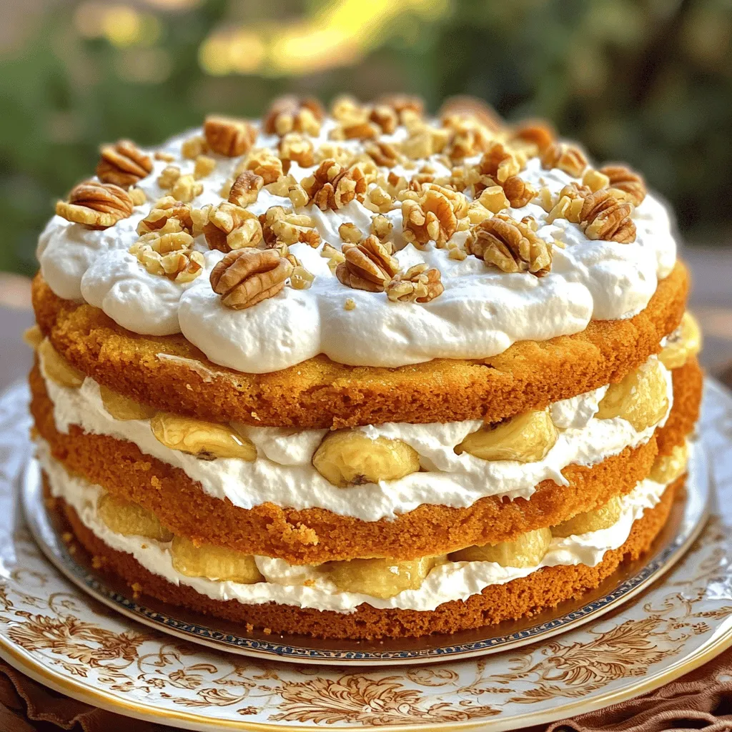 Heavenly Banana Walnut Cream Cake Delightful Dessert