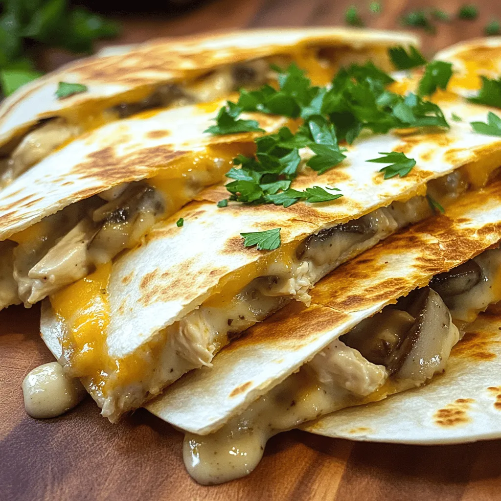 Chicken and Mushroom Alfredo Quesadilla Delightful Dish