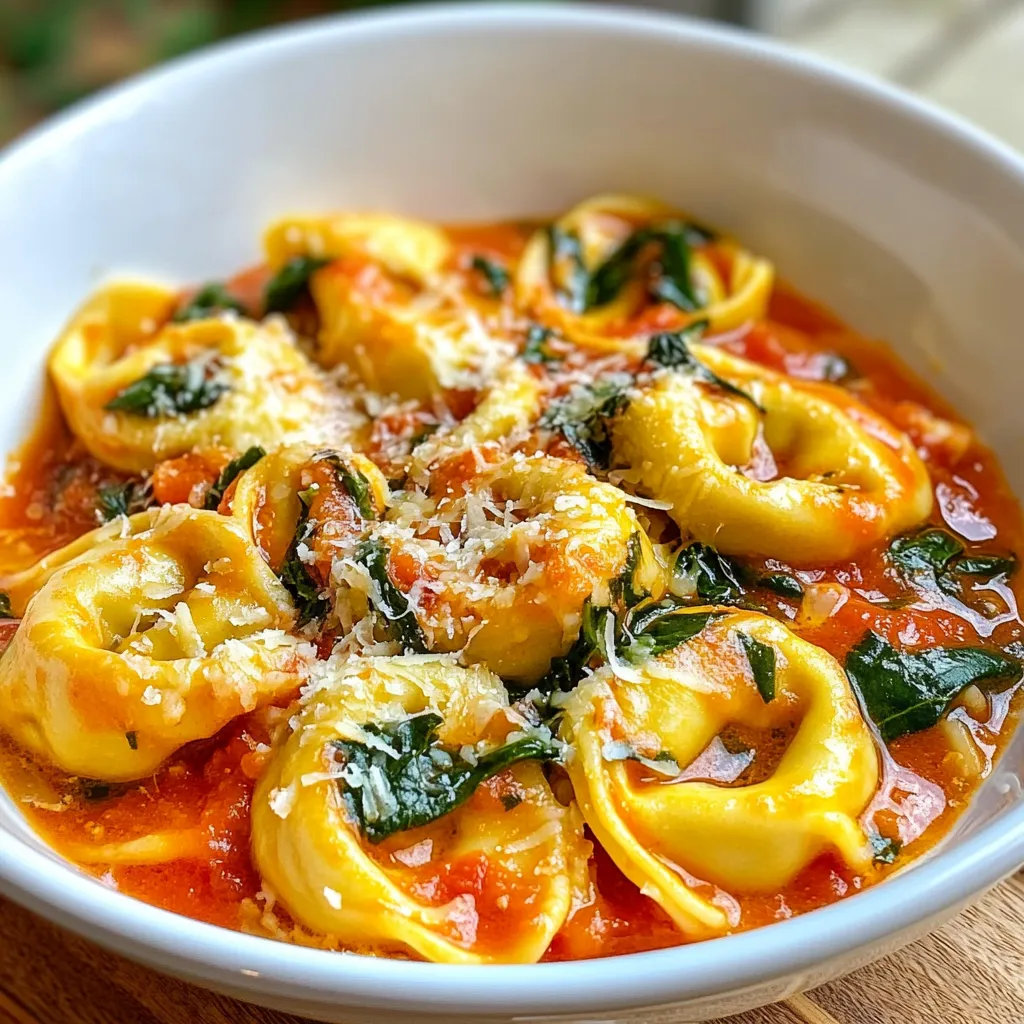 Creamy Tomato Spinach Tortellini Deliciously Easy Dish