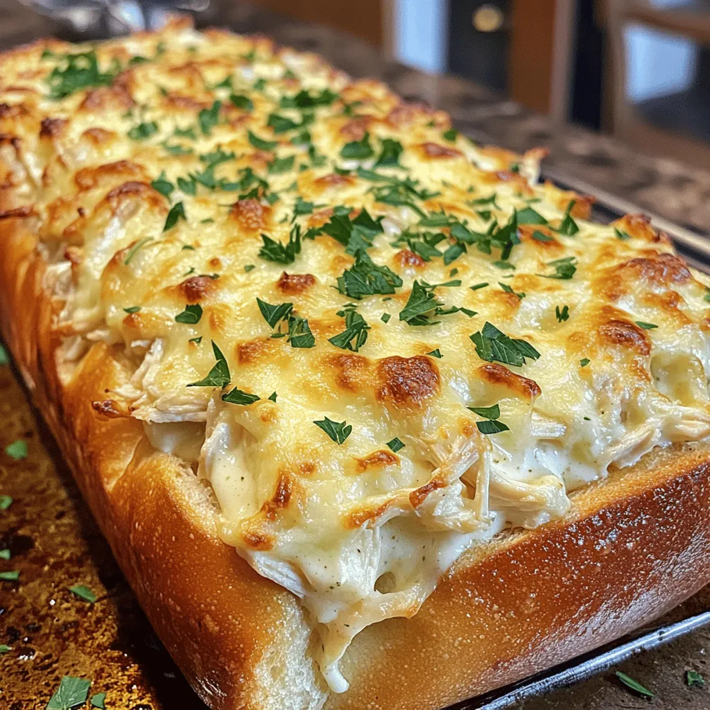 Chicken Alfredo Stuffed Garlic Bread Delightful Dish