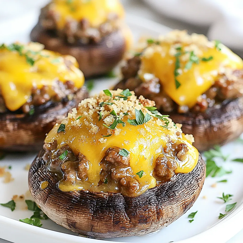Cheeseburger Stuffed Mushrooms Tasty Crowd Pleaser