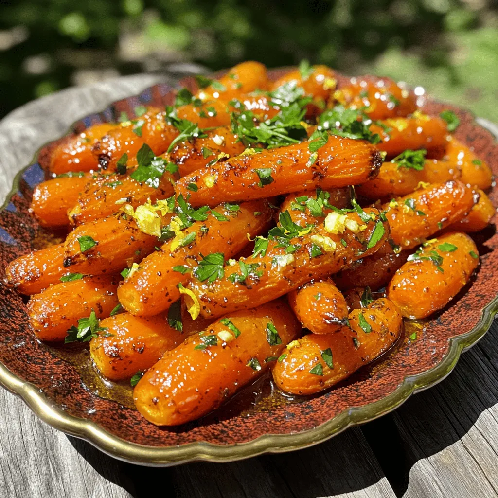 - 1 pound baby carrots (or regular carrots sliced into sticks) - 3 tablespoons extra-virgin olive oil - 3 cloves of garlic, finely minced - Zest of 1 lemon - Juice of 1 lemon - 1 teaspoon honey (or maple syrup for a vegan alternative) - 1/2 teaspoon smoked paprika - Sea salt and freshly ground black pepper to taste - Fresh parsley, finely chopped (for garnish)