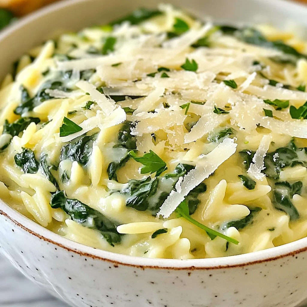 Creamy Spinach Parmesan Orzo Flavorful Dinner Delight