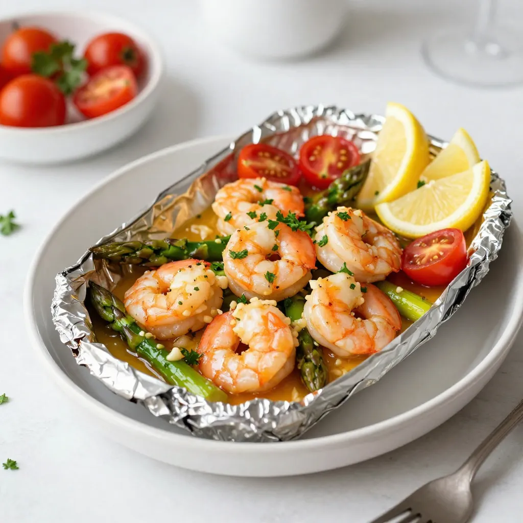 Garlic Butter Shrimp Scampi Foil Packs Delightful Meal