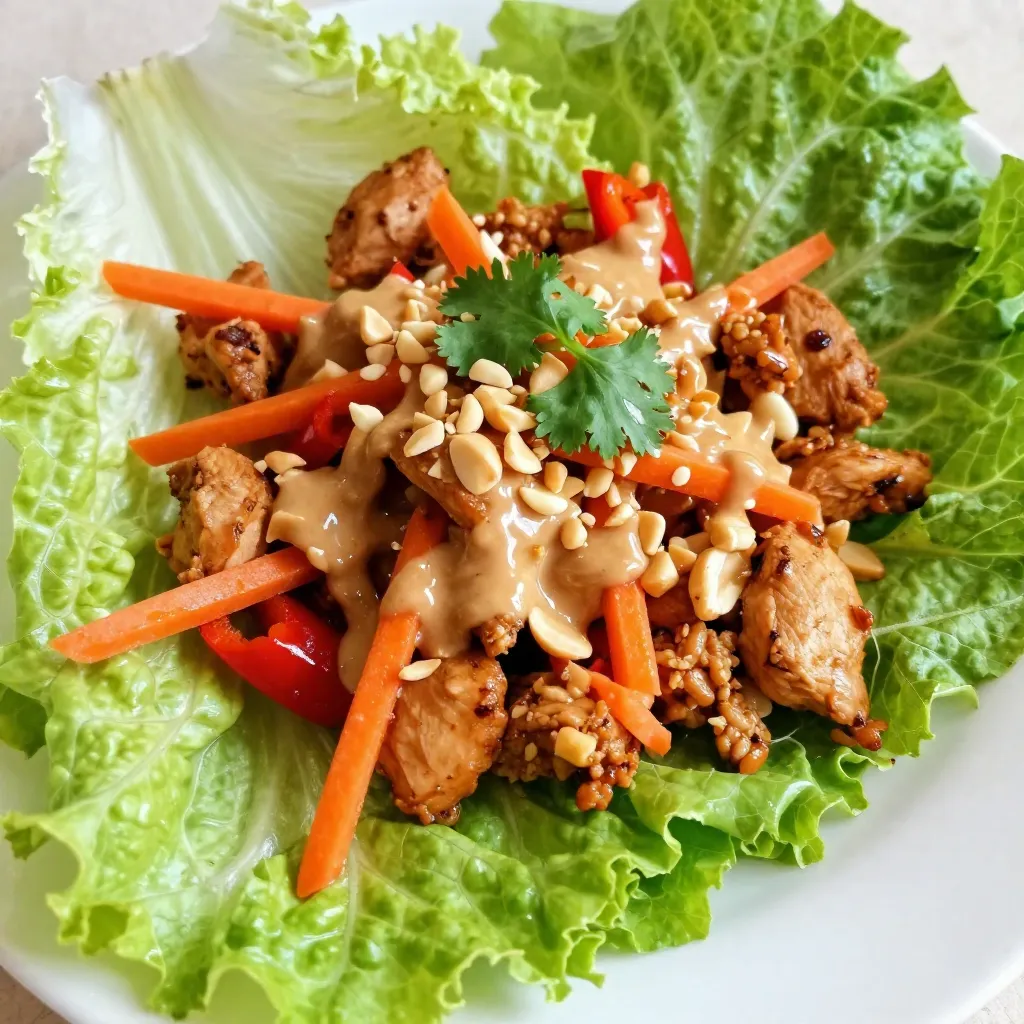 Spicy Peanut Chicken Lettuce Wraps Flavorful Delight