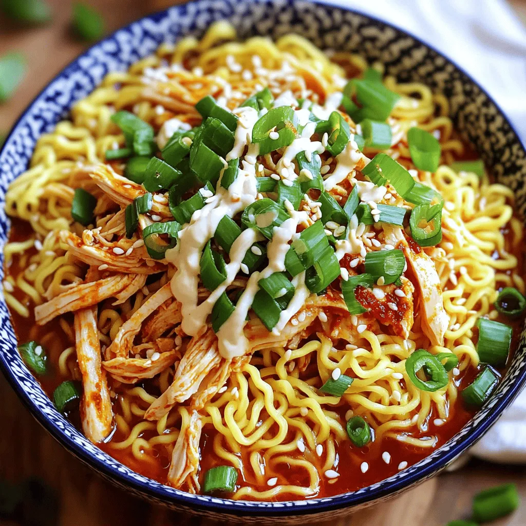 Fiery Chicken Ramen with Creamy Garlic Sauce Delight