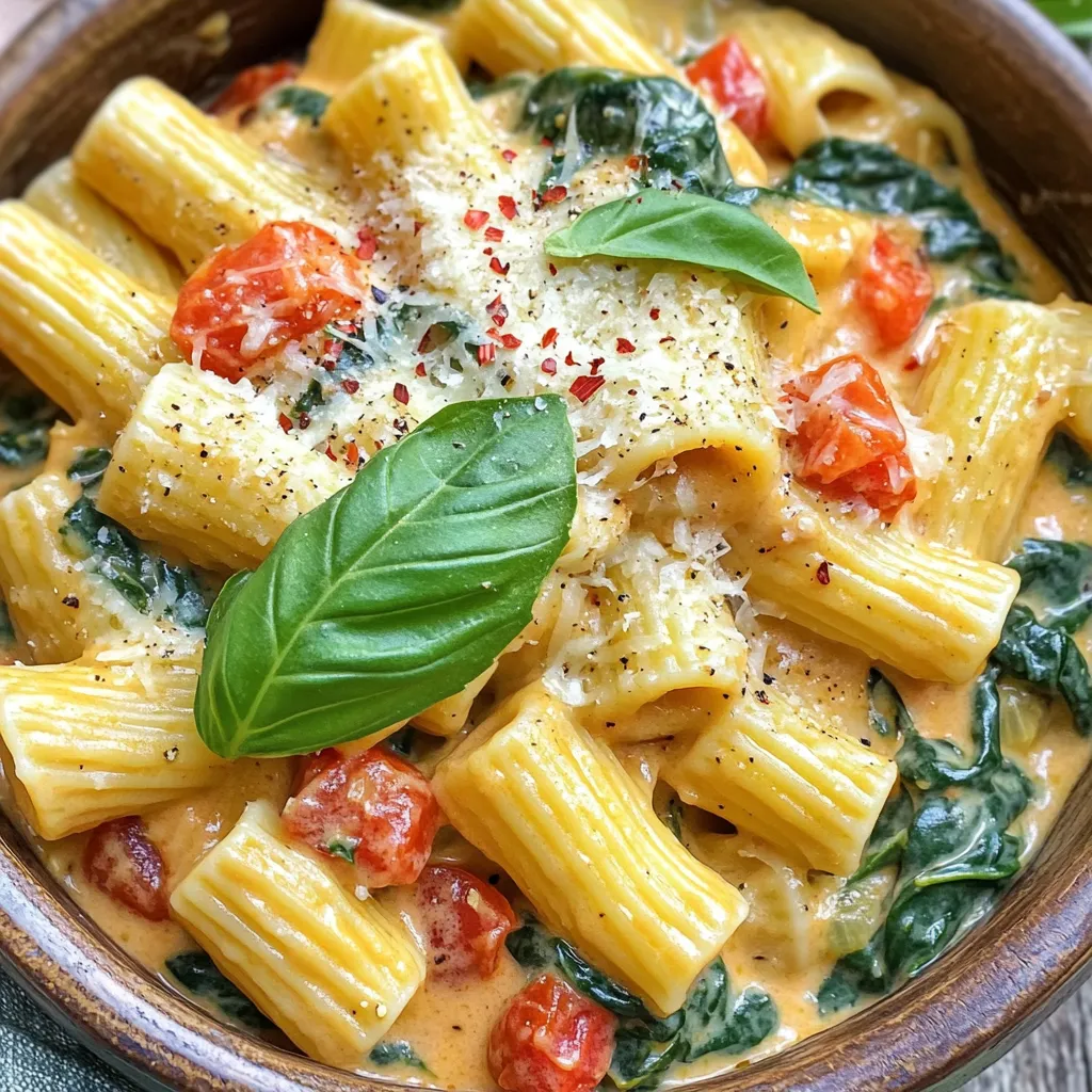 Creamy Tomato Spinach Pasta One Pot Delight