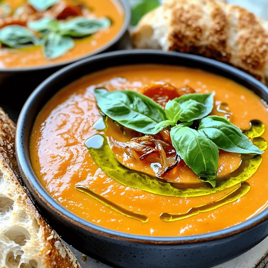 Roasted Tomato Basil Soup Comforting and Rich Flavor