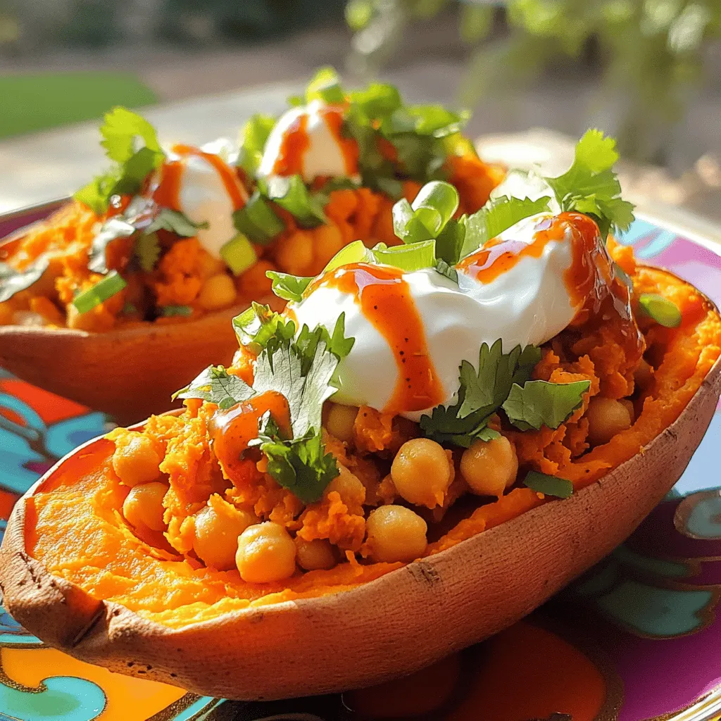 Buffalo Chickpea Stuffed Sweet Potatoes Delight