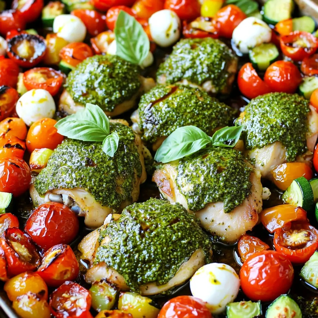 Savory Sheet-Pan Pesto Chicken Caprese Recipe