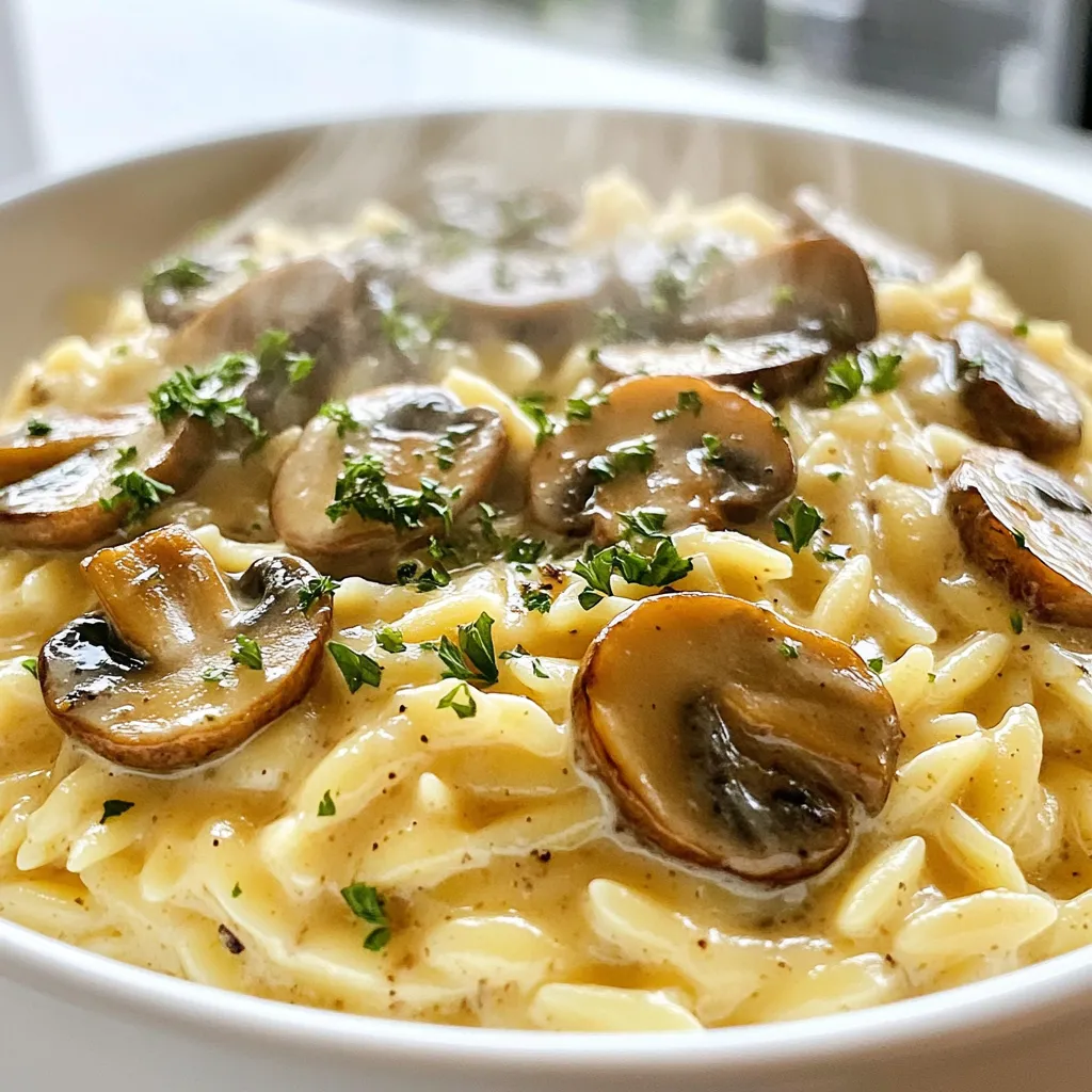 Creamy Garlic Mushroom Orzo Flavorful Comfort Meal