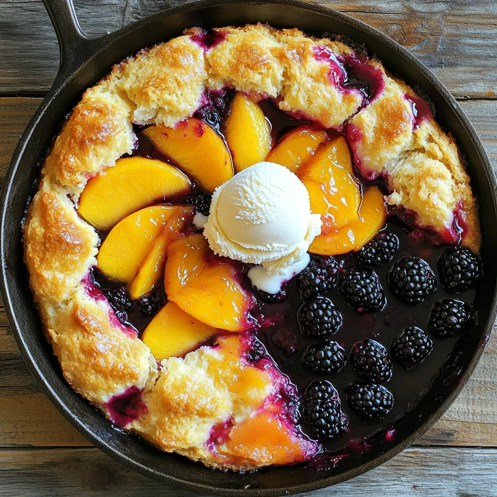 Blackberry Peach Cobbler Skillet Tasty and Warm Dessert