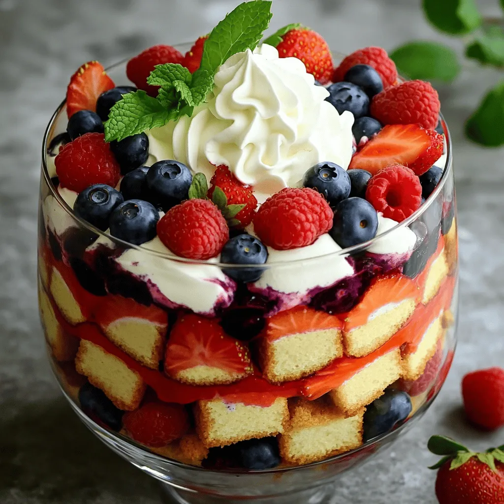 Red, White and Blueberry Trifle Delicious Layered Dessert