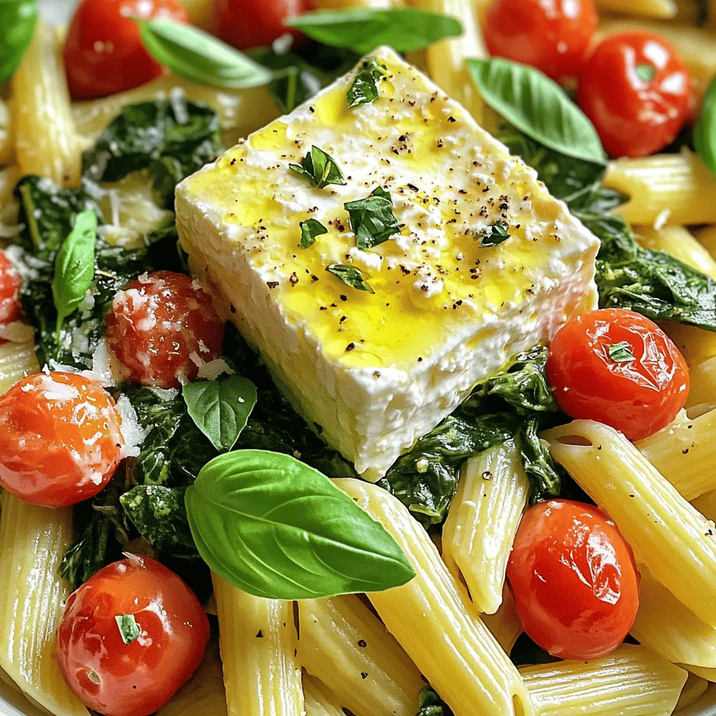 Baked Feta Pasta with Spinach Delicious Easy Dish