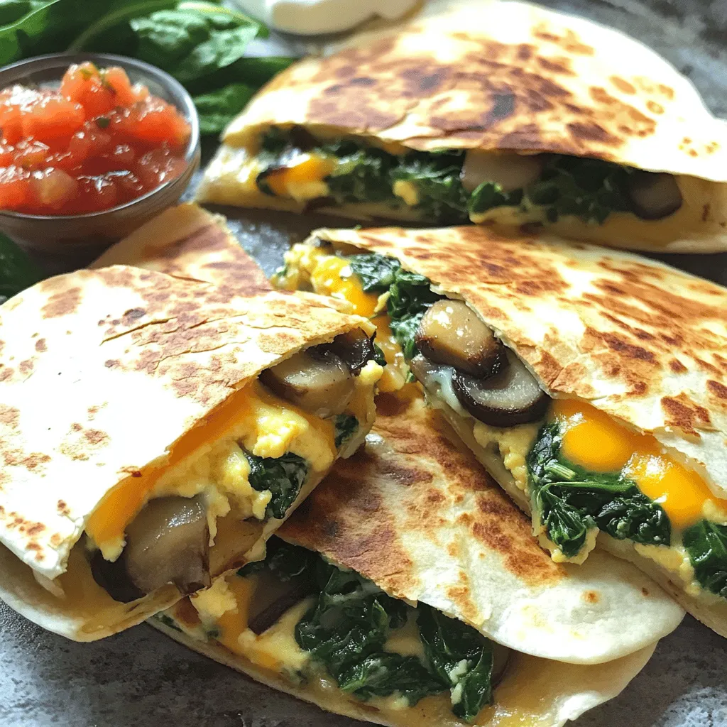 Spinach Mushroom Breakfast Quesadillas Fast and Tasty