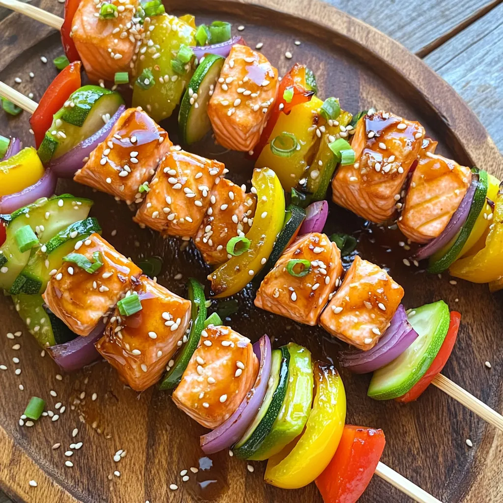 Teriyaki Glazed Salmon Skewers Juicy and Flavorful Dish
