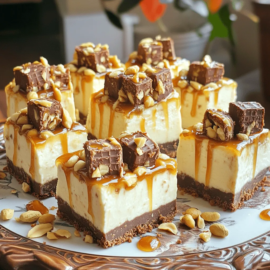 No-Bake Snickers Cheesecake Bars Easy and Delicious
