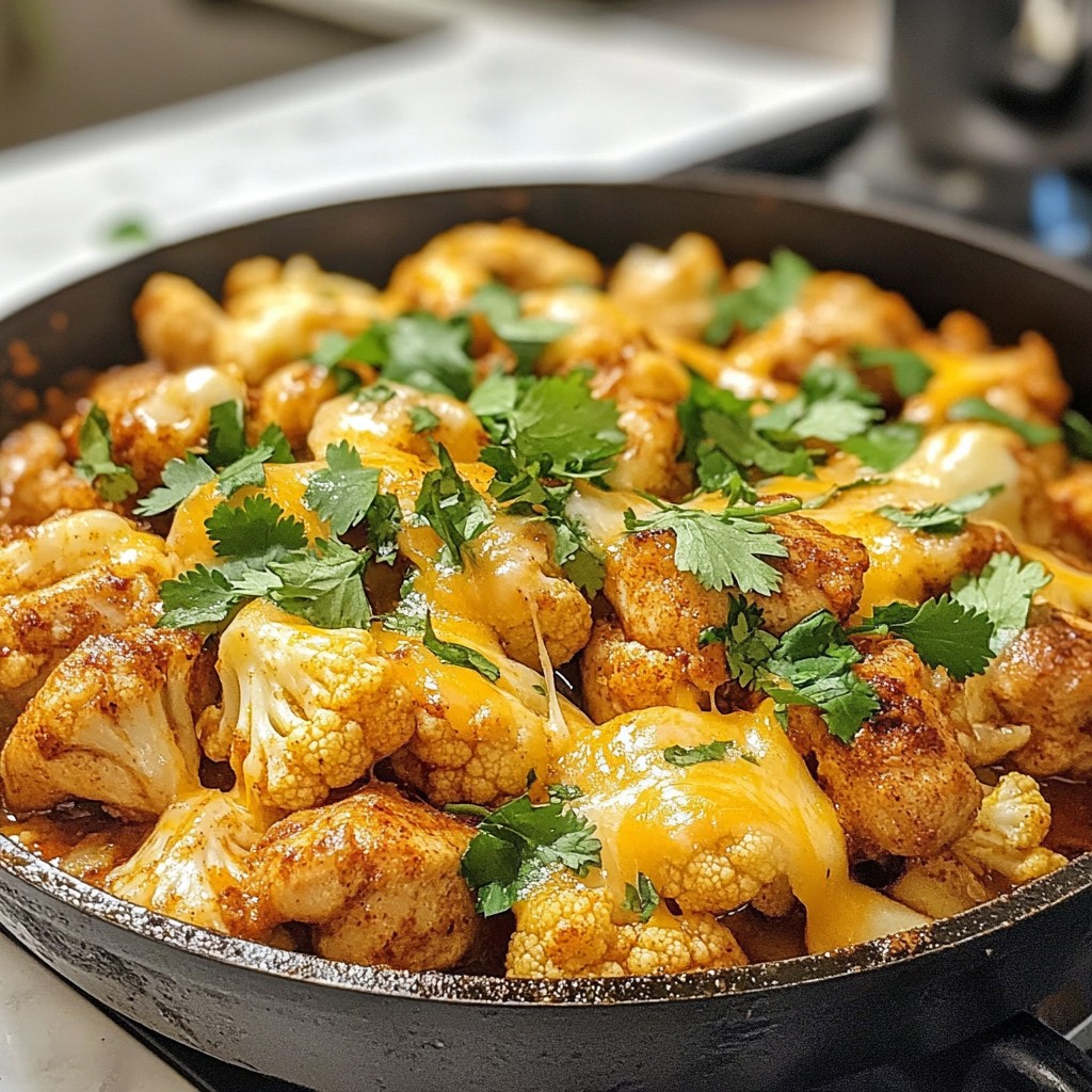 Spicy Keto Cauliflower and Chicken Skillet Delight
