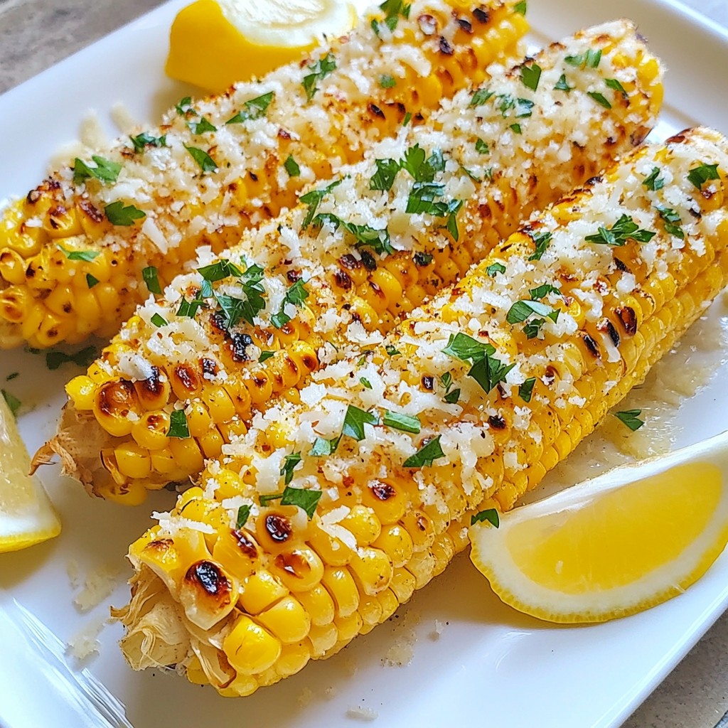 Garlic Parmesan Grilled Corn Flavored and Simple Dish