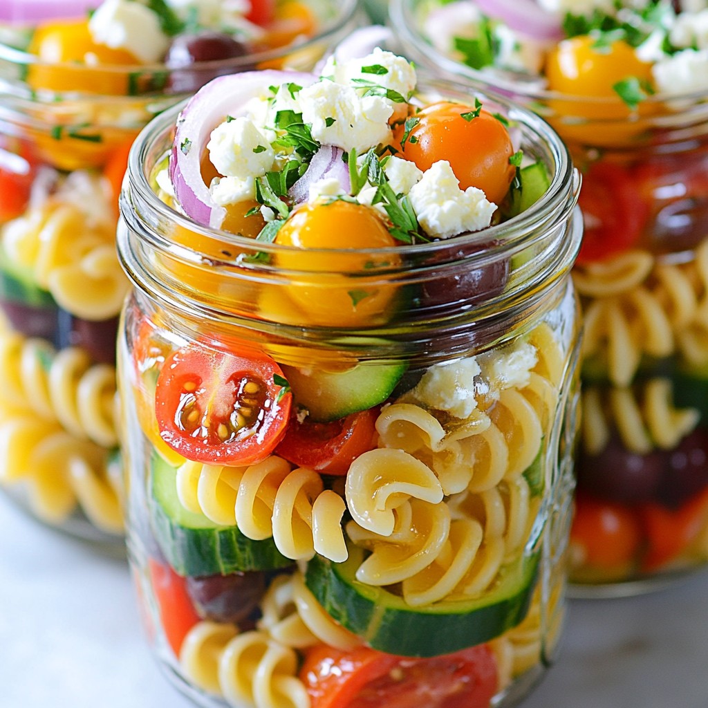 Greek Pasta Salad Jars Tasty and Healthy Meal Prep