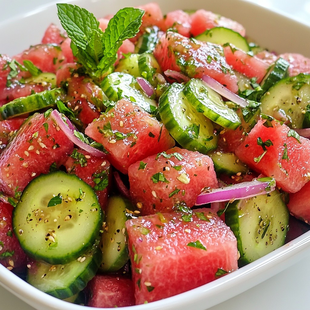 Watermelon Cucumber Mint Salad Refreshing Summer Dish