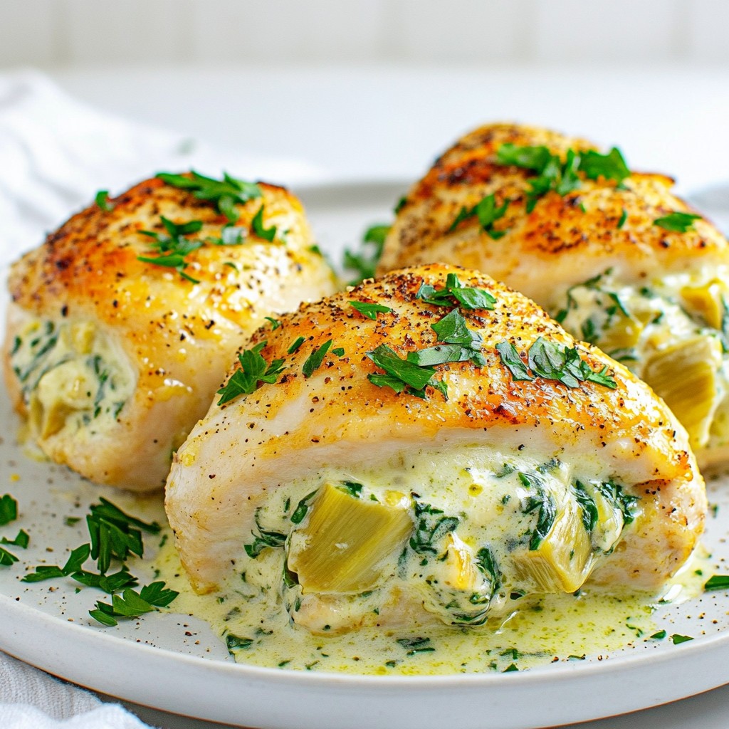 Creamy Keto Spinach Artichoke Stuffed Chicken Delight
