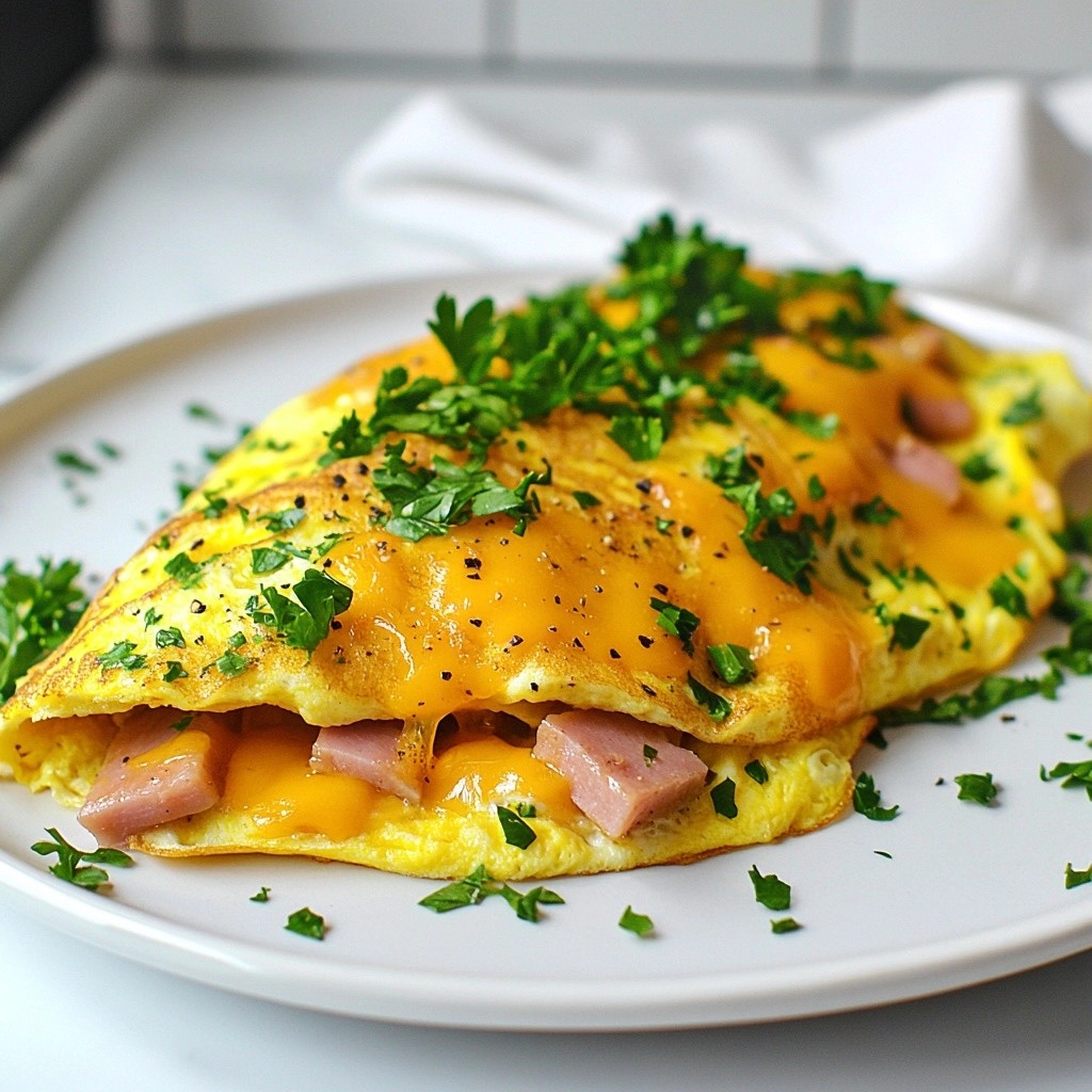 Fluffy Keto Turkey Ham and Cheese Omelette Recipe