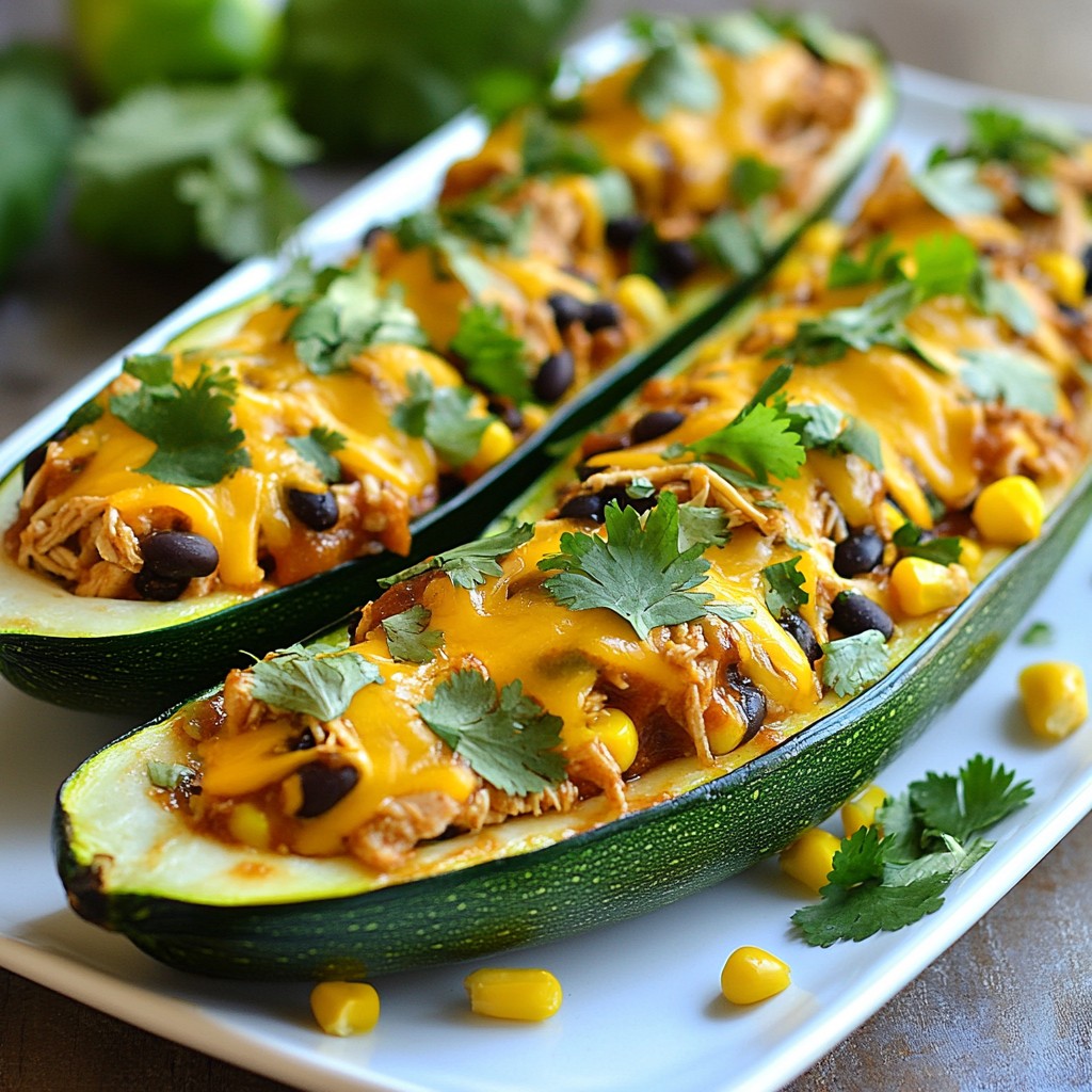 BBQ Chicken Stuffed Zucchini Boats Tasty Dinner Idea