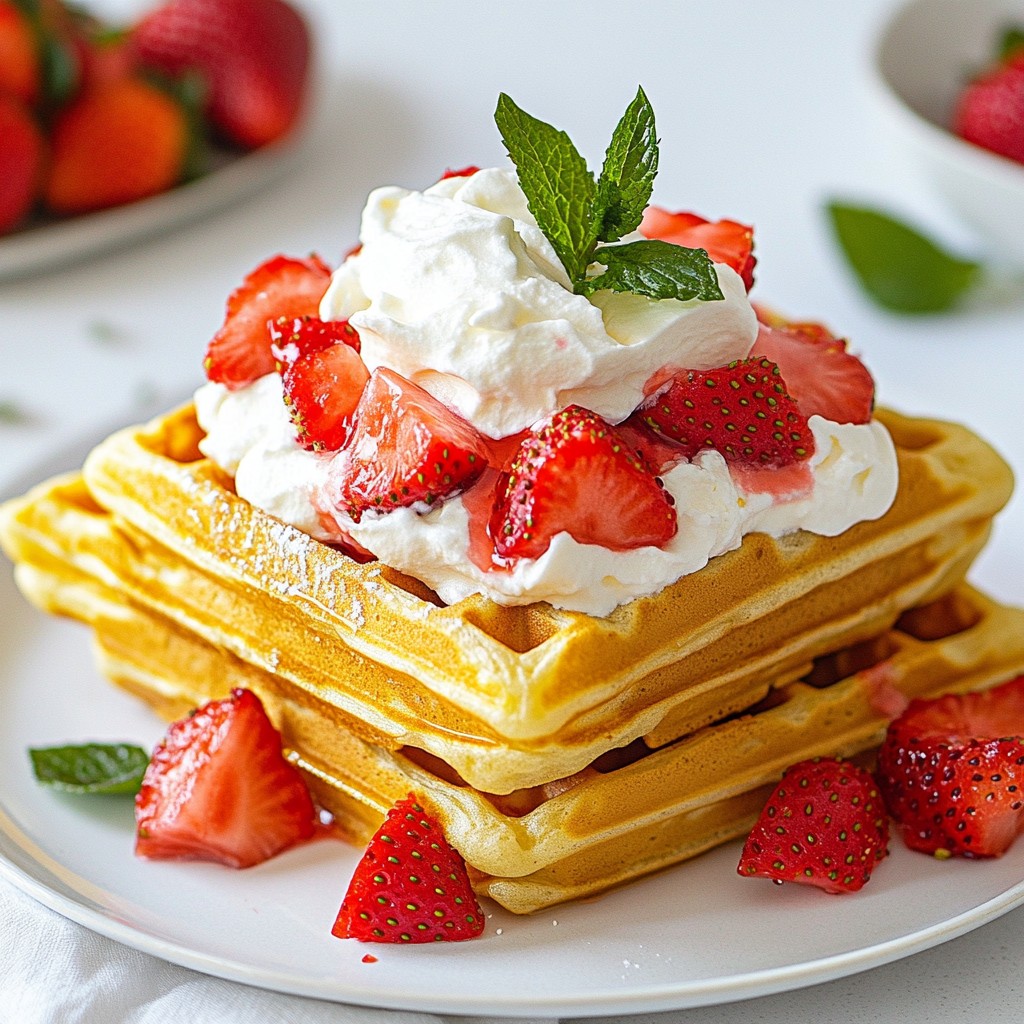 Strawberry Cheesecake Stuffed Waffles Heavenly Delight