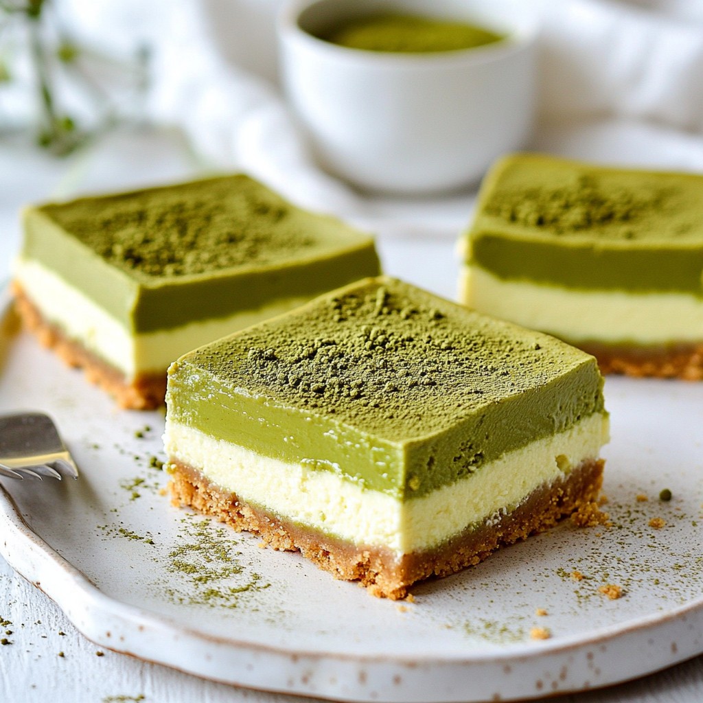 Decadent Low-Carb Matcha Cheesecake Bars Recipe