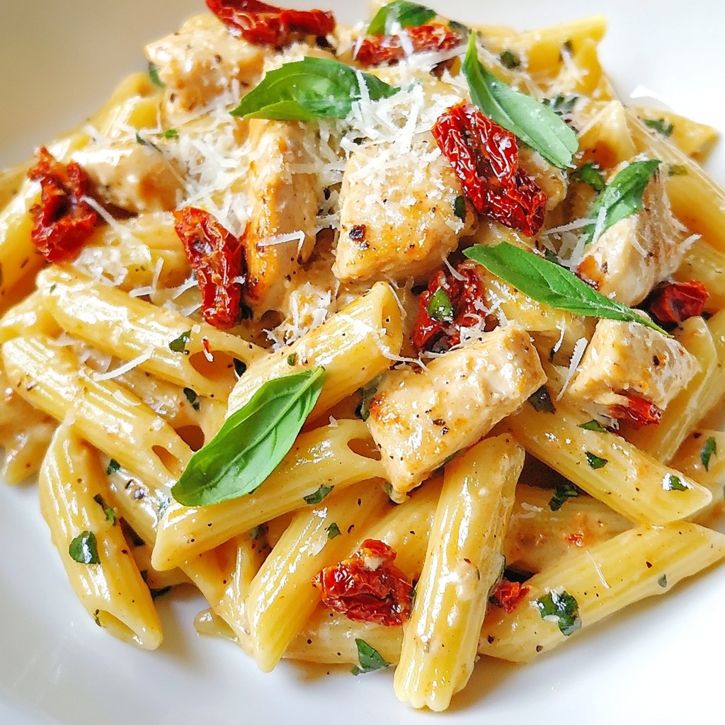 Creamy Sun Dried Tomato Chicken Pasta Delight
