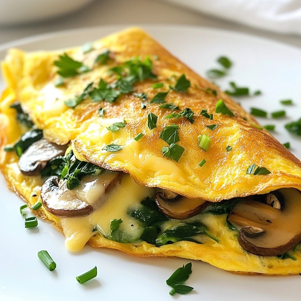 Fluffy Keto Spinach Mushroom Omelette Simple Recipe