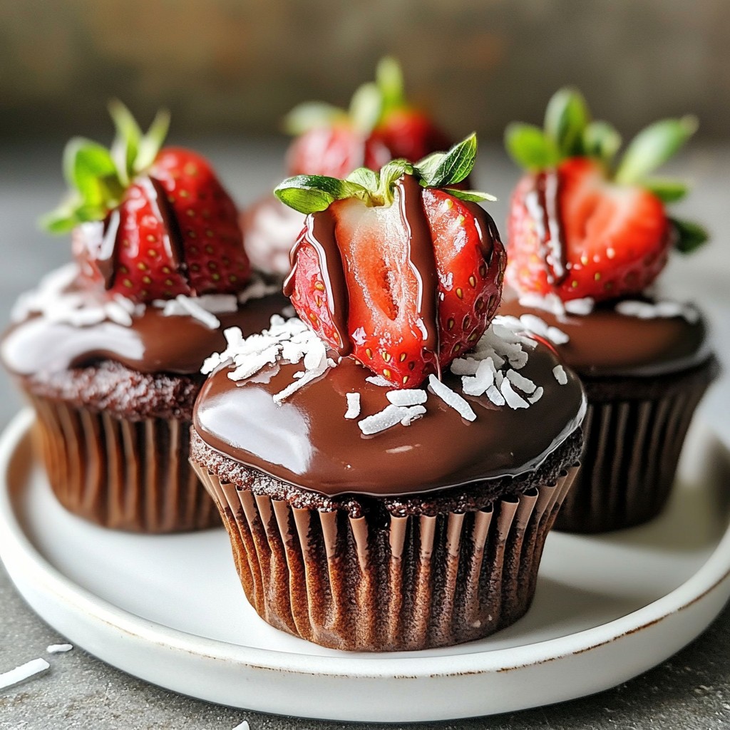 Chocolate Covered Strawberry Stuffed Cupcakes Delight